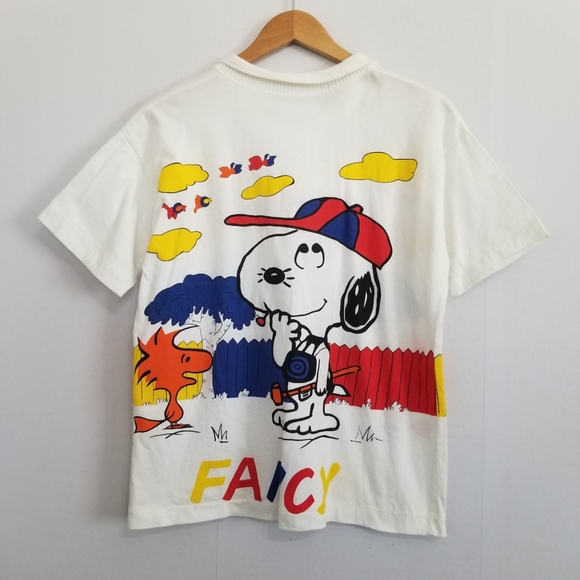 Vintage Single Stitch Snoopy Graphic Polo Shirt T-Shirt Size Large - Picture 3 of 4